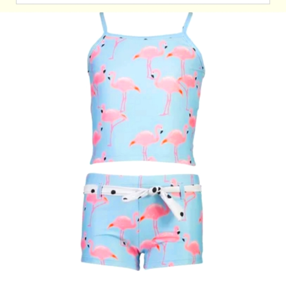 SnapperRock Flamingo Social Tankini girls 14 NWT